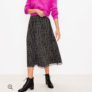 Loft shimmer velvet trim midi skirt